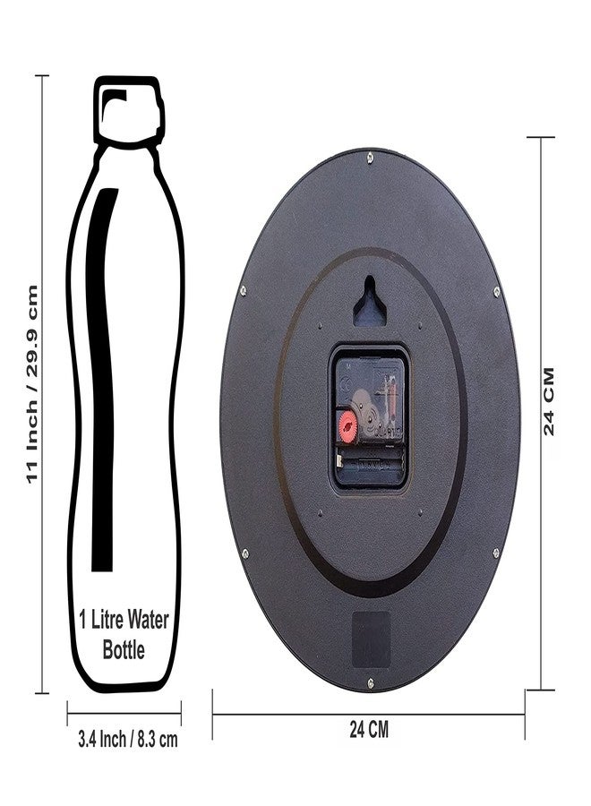 ناتشورال ساعة حائط تناظرية دائرية الشكل من ناتشرل، مصنوعة من البلاستيك والزجاج، مناسبة للمنزل/المطبخ/غرفة المعيشة/غرفة النوم/المكتب، مقاس 24 سم × 24 سم، لون أسود - Image 5
